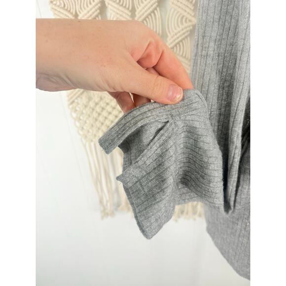 NWT Aerie Gray Ribbed Cardigan T Shirt Womens XL Button Front Metallic Knit - Picture 6 of 10